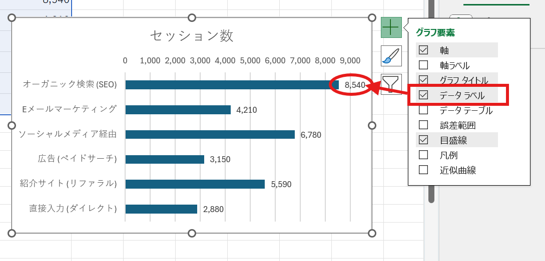 データラベルを追加し他画面